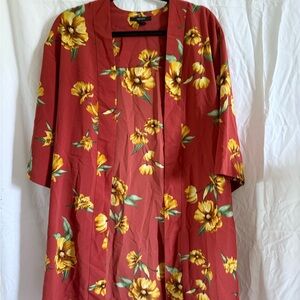 Forever 21 Red and Yellow Floral Cape